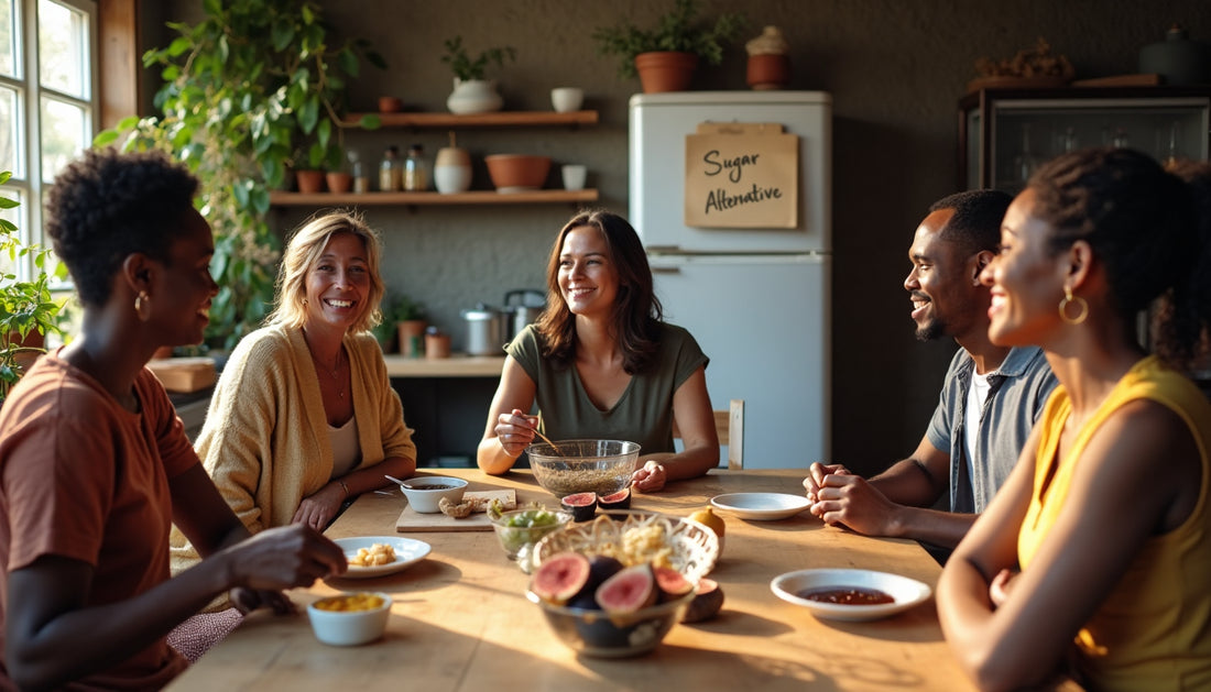 South Africans discuss sugar alternatives in sunny kitchen with allulose and natural foods