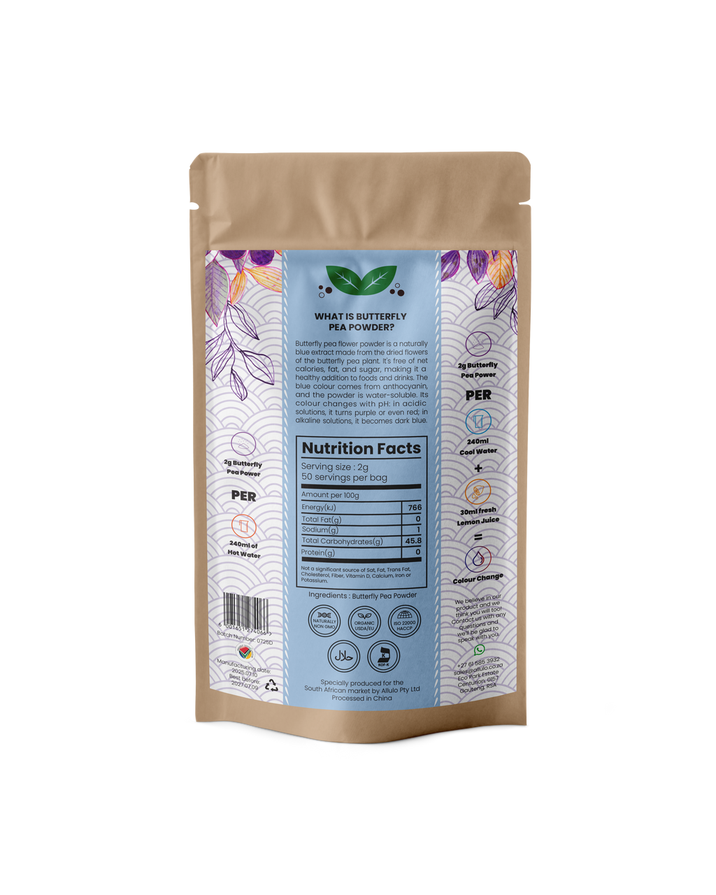 Allulo - Organic Butterfly Pea Powder - Blue Matcha (100g)
